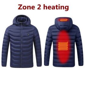 Men 9 Areas Heated Jacket USB Winter Outdoor Electric Heating Jackets Warm Sprots Thermal Coat Clothing Heatable Cotton jacket (Color: 8 Areas heated Blue, size: XXXL)